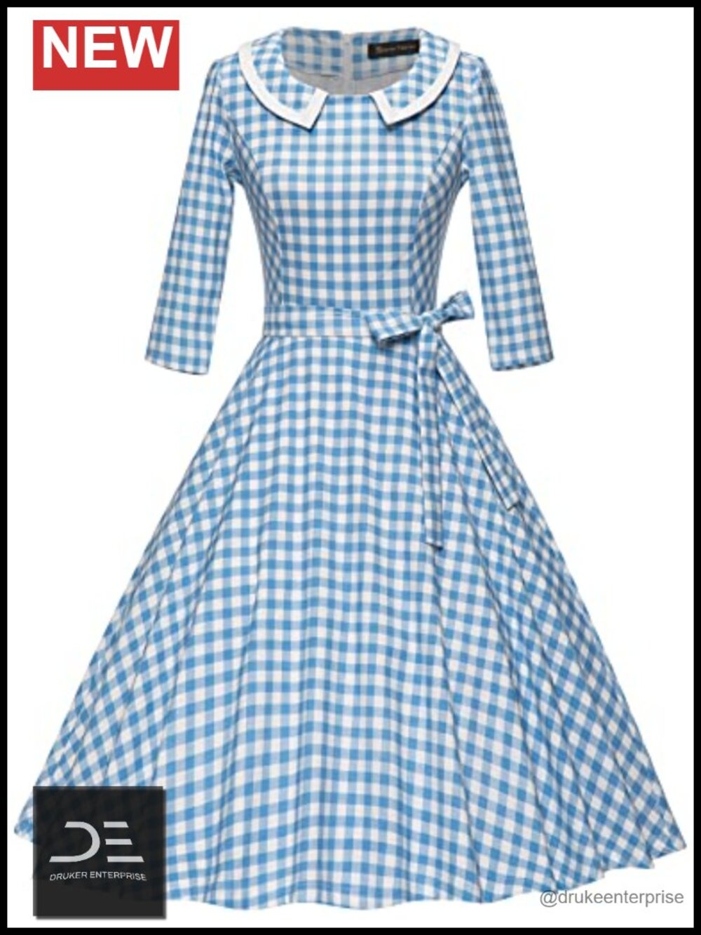 1950s Vintage Swing Dress Stretchy Short Sleeve with Pockets